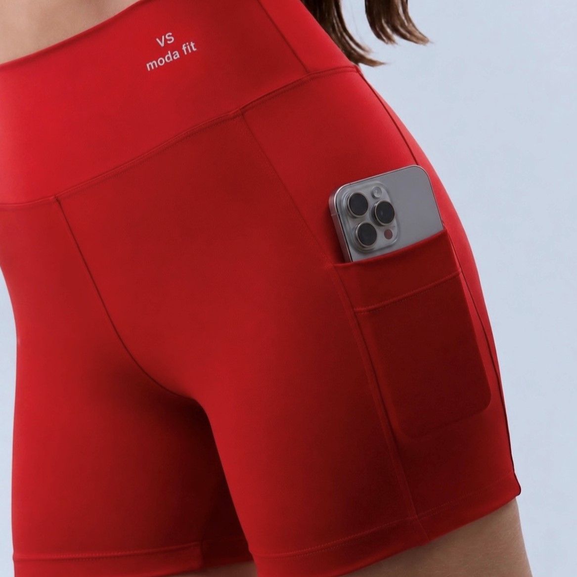 Conjunto Feminino Fitness top short Bolso lateral Detalhe costas cintura alta Zero transparência